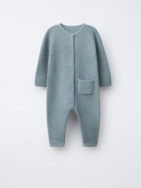 Zara Knit Long Sleeve Baby Onesie/Bodysuit - Green/Blue